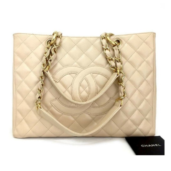 CHANEL Handbags - 100% Auth Chanel Shopping Tote Quilted Caviar Skin